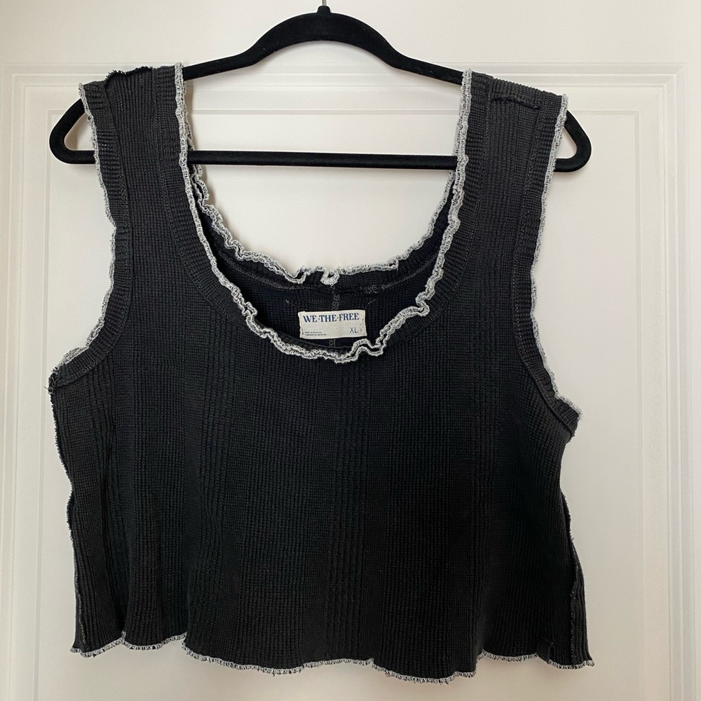 We The Free Black Ruffled Crop Top